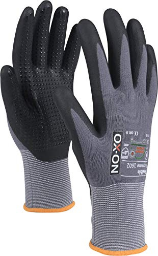 HandschuhMan. OX-ON Flexible Nopperl Arbeitshandschuhe Nitrilbeschichtet mit NOppen Gr. 6-11 (10/XL)