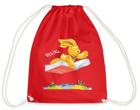 Spreadshirt Felix der Hase Fliegendes Buch Turnbeutel