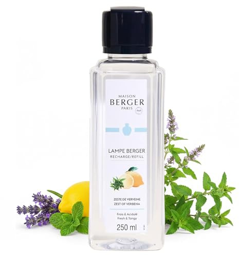 Maison Berger – Ricarica Lampe Berger Zeste de Verveine 250 ml – Profumo per la casa per lampada catalitica 2 in 1 – Aiuta a purificare poi profuma l’aria – 10 h di diffusione, 40 h di profumazione