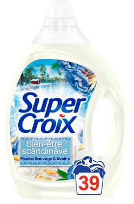 Super Croix Scändinave - Detergente líquido - 39 lavados (1,95 L) - Detergente líquido perfumado Peonía Salvaje & Avena
