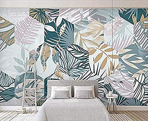 Pianta Tropicale Foglie Linee Geometriche Carta Da Parati Moderna Parete Carta Da Parati Fotomurali Poster Murale Soggiorno Camera Letto Minimalista Tv Sfondo-430cm×300cm