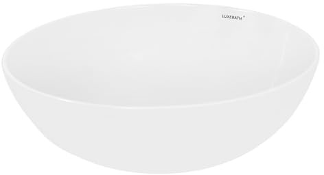 ECD Germany tvättställ, tvättställ, Ø 400 x 147 mm, av keramik, rund, vit, toppmonterat tvättställ, handtvättställ, toppmonterat tvättställ, diskho, vattenfall, tvättskål