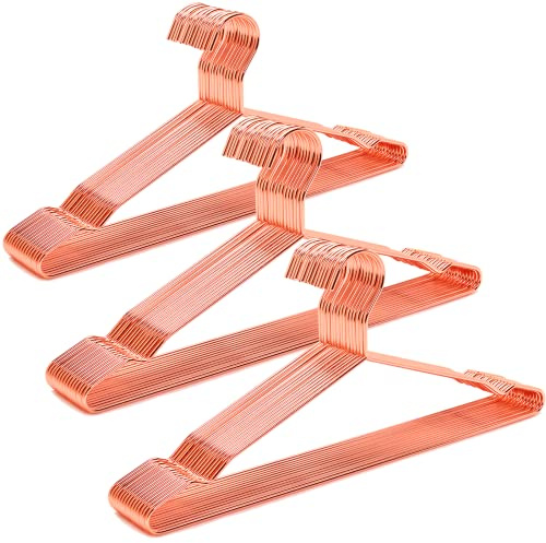 Amber Home 30 Pack 17 Rose Gold Strong Metal Hanger, Copper Clothes Hangers, Heavy Duty Coat Hangers, Standard Suit Hangers for Jacket, Shirt, Dress (Copper, 30)