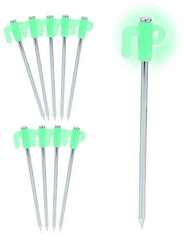 Relaxdays Felsbodenhering, 10er Set, Harte Böden, fluoreszierender Hering, Zeltzubehör, Camping, Stahlanker, 30 cm, weiß, 30 x 5.5 x 1.5 cm