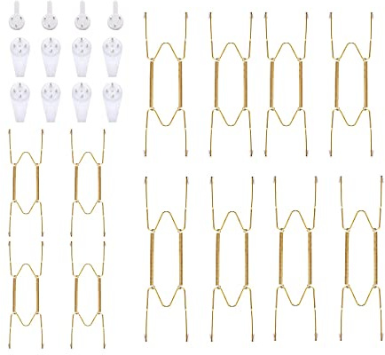 Hsthe Sea Lot de 12 cintres invisibles en acier inoxydable pour assiettes murales décoratives et art (15,2 x 20,3 cm)