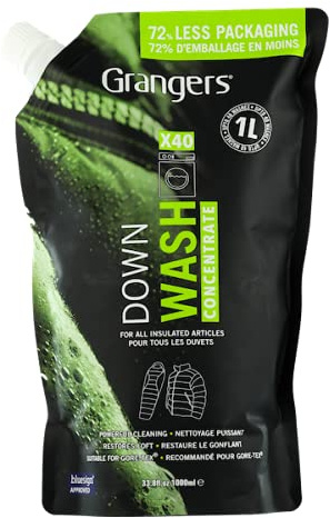 Grangers Down Wash/Detergent for Down Insulated Clothing, Sleeping Bags and Bedding (40 Washes), 33.8 oz