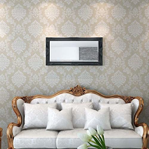 Tidyard Wandspiegel im Barock-Stil Wand Spiegel Flurspiegel Barockspiegel Frisierspiegel mit Vier Befestigungshaken Barockspiegel Flurspiegel Holzrahmen Badezimmerspiegel 100x50 cm Schwarz