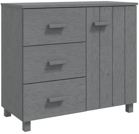 vidaXL Sideboard mit 1 Tür 3 Schubladen Kommode Anrichte Schrank Beistellschrank Mehrzweckschrank Dunkelgrau 90x40x80cm Massivholz Kiefer