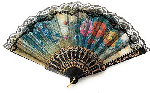 12pcs Spagnolo Floreale Pieghevole Tessuto Ventilatore A Mano Pieghevole Ventilatore A Mano, Colore Casuale 12pcs Spagnolo Floreale Pieghevole A Mano Ventilatore Pieghevole Tessuto A Mano Ventilatore