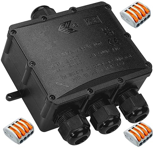 Janaa® Boite Dérivation Étanche IP68 4 Voies Extérieur + Bornes Automatiques | Boitier Jonction Électrique Raccordement Sans Outils