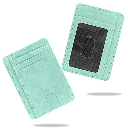 conisy Schlank Mini Geldbörsen Damen, Klein Leder Minimalistisch Kreditkartenetui Portemonnaie mit RFID Schutz (Lichtgrün)