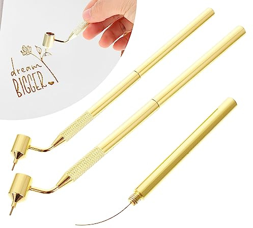 YIDM Färgapplikator penna: 2 st fin lutande linje, flytande skrivpenna för stenflikar, reparation av repor (guld 0,5 mm + 0,7 mm)
