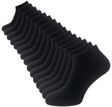 The Essentials Wardrobe Ladies FCO 15 Pack Trainer Liner Socks - Black - UK 4-8/EU 37-42