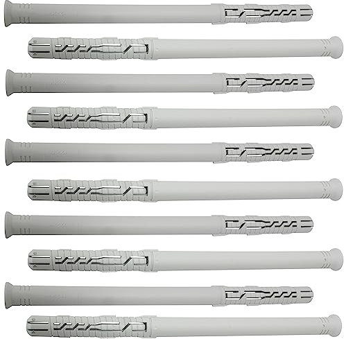 AERZETIX - C67095 - Set di 10 tasselli universali 12x200mm con flangia smussata/fresata - in poliammide - muratura fissaggio calcestruzzo mattone cemento lavori edilizia vite costruzione