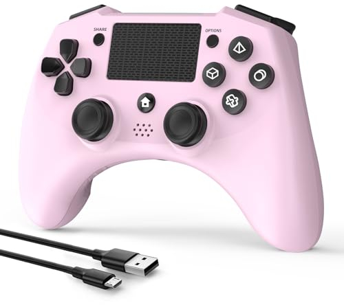 DYONDER Kabelloser Controller, kompatibel mit PS4/Slim/Pro/PC, mit 6-Achsen-Bewegungssensor für Kinder und Erwachsene (Pink)