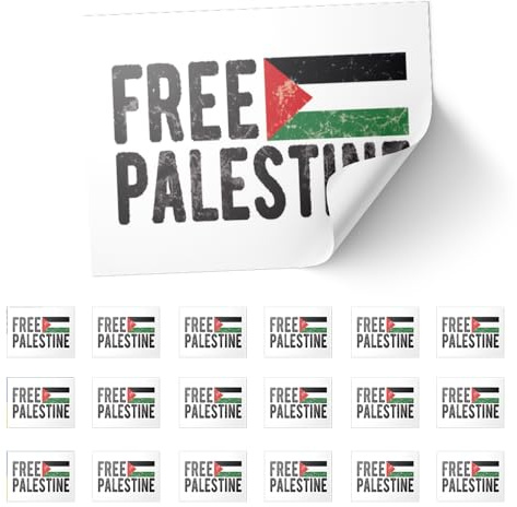 20 X Free Palestine Stickers – Palestinian Flag Decals 8.5cm x 5.5cm – Red, Green, White and Black Stickers with Free Palestine Text for Laptops, Scrapbooks, Festivals, and Crafts
