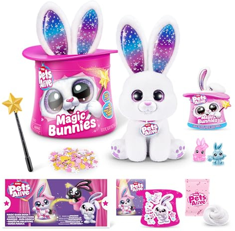 Pets Alive Magic Bunnies de ZURU Juguete mágico Interactivo Sorpresa para desempaquetar electrónico de Peluche (White)