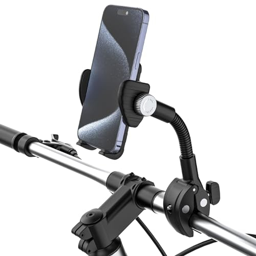 Kolasels Supporto Telefono a Collo di Cigno per Cyclette, Supporto Telefono Bicicletta, Universale Manubrio Supporto Cellulare per Microfono per iPhone 15 14 13 Pro Max, Galaxy S/Z, Phones 4-7
