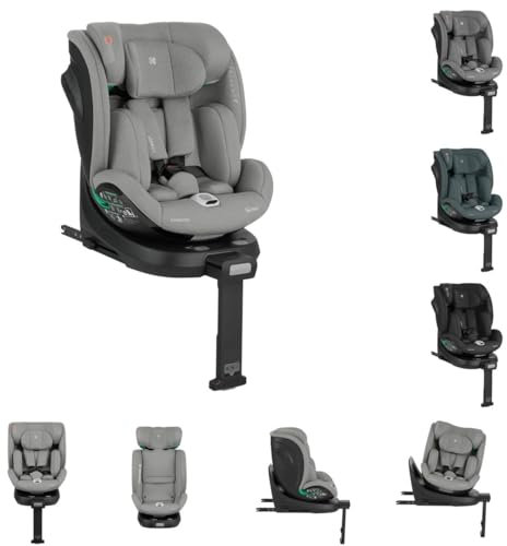 Kikkaboo Kindersitz i-Twist i-Size (40-150 cm) Gruppe 0+/1/2/3 Stützbein Isofix, Farbe:hellgrau