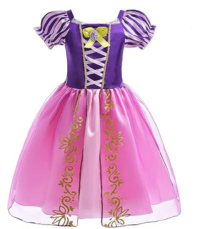 Heartsking Prinzessin Kleid Mädchen, Lila Kostüm Rapunzel Kostüm Mädchen Prinzessin Rapunzel Kostüm Kleid mit Zauberstab und Krone Cosplay für Karneval Party Verkleidung Kostüm Kinder