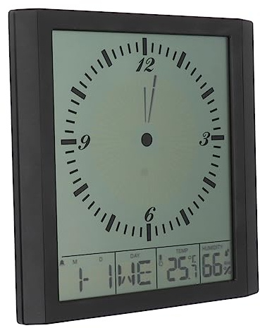 Acouto Grande Horloge Murale Numérique Portable de 8,6 Pouces, Thermomètre, Hygromètre, Horloge de Table avec Affichage en Temps Réel [Surveillance de L'état intérieur], Boîtier en