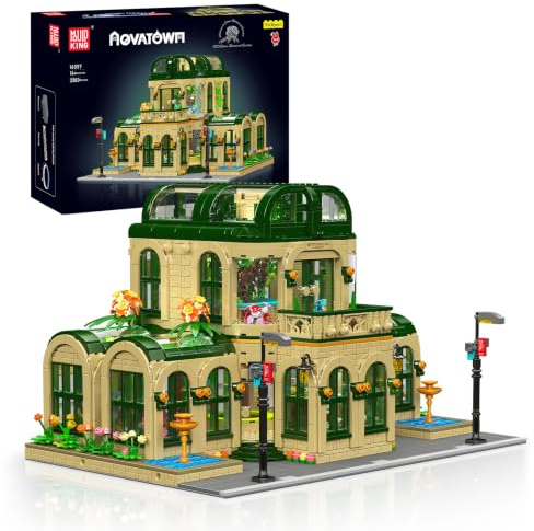 Mould King 16057 MOC - Großer Botanischer Garten Haus Bausteine Bausatz, Kreativität 3383 Teile Modular Botanischer Garten Modell LED mit Beleuchtung Architektur Modell, Klemmbausteine Bausatz