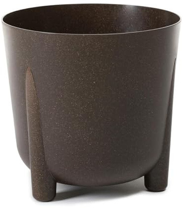 HowHomely Braun Blumentopf Kunststoff mit Braunen Füßen | ECO Pflanzschalen Ø 25,5 x H 25,3 cm | Leichter und Stabiler Blumenübertopf für Indoor oder Balkon und Terrasse
