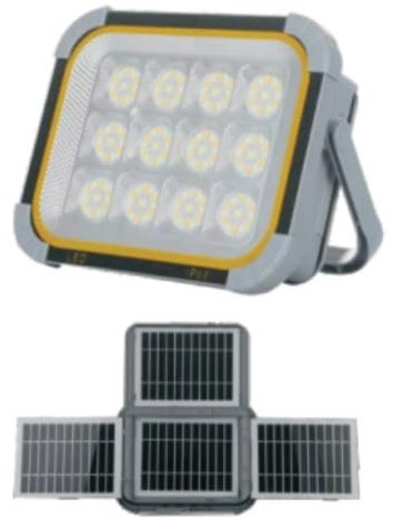 ERAY 150W Faro LED Ricaricabile, Faretto LED da Cantiere Portatile Con 4 Pannello Solare Batteria da 12000mAh/336 perle LED/4 Modalità/IP64, Ideale per Emergenza, Campeggio, Riparazione