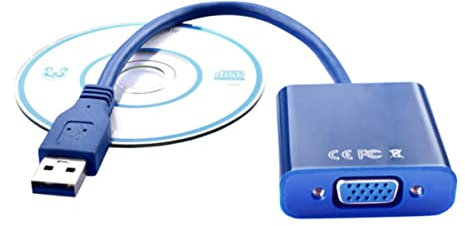 CAXUSD Câble Adaptateur USB à Bleu pour Moniteur Extendeur Écran Externe Compatible Installation Facile Alimentation Externe