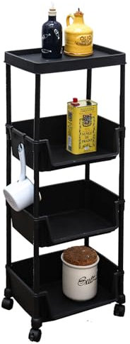 MAKLIK Carrellino con Ruote Portaoggetti - 35x24x100 Scaffale Plastica 3 Ripiani - Carrello Cucina con Ruote Carrellino Salvaspazio Organizzatori Bagno Organizer Detersivi Lavanderia Carrello Stretto