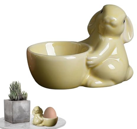 Portauovo – Portauovo di Pasqua | Portauovo in ceramica | Simpatico e semplice portauovo a forma di coniglietto, adorabile portauovo per la colazione di Pasqua, decorazione pasquale, portauovo