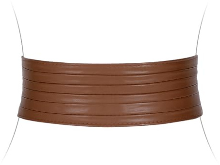 VONMELLI Breiter Gürtel Damen, Elastischer Taillengürtel Damen für Kleider Vintage Mode Dehnbarer Korsettgürtel Cinch Gürtel Passend für Taillenumfang 66-115cm Braun 34-38