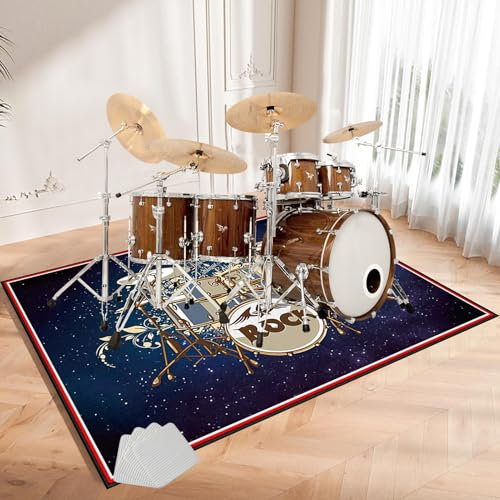 ZAJENKUB Drumming Schlagzeug Teppich, Professioneller rutschfest Schalldicht Drum Teppich Matte 180 x 160 cm Elektronisches Jazz Schlagzeug Kit für Bass Snare Drum, Schallschutz Teppich für Anfänger