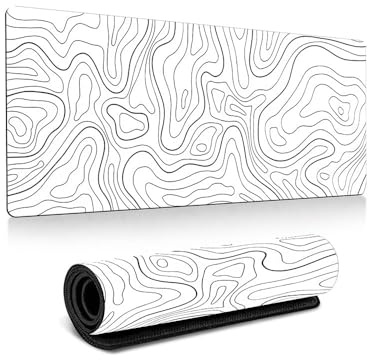 Pro-Noke Large Mouse Pad Gaming Mouse Pads 31.5 x 11.8 x0.12 inch Extended Mousepad with Anti-Slip Stitched Edges Washable Natural Rubber Base, Desk Keyboard Mat for Gamer Office & Home (White)
