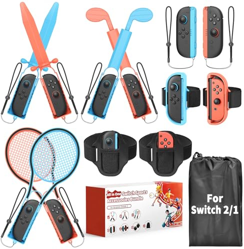 [13 in 1 - for Switch2/1] - Switch Sports Zubehör-Set für Nintendo Switch2/1/ OLED, Familien-Party Sportspiele Kit mit Tragetasche - Kompatibel mit Joy-con 2 & allen Switch Sports-Spielen