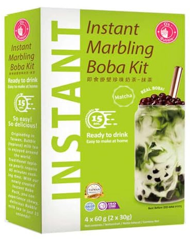 Kit Bubble Tea Matcha en Casa 4 Servicios Kit Completo con Perlas de Tapioca, Sirope y Pajitas Preparación Rápida Estilo Taiwán