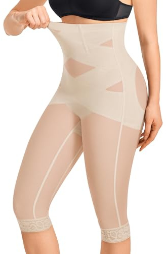 Gotoly Shapewear Tummy Control High Waisted Butt Lifting Shapewear Body Shaper Capri Shapewear Shorts Thigh Slimmer(Beige,X-Large)