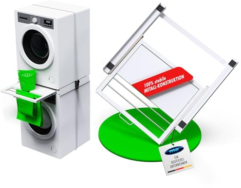 m-e ZR-57 Cadre intermédiaire pour sèche-linge et machine à laver - Cadre de connexion avec étagère - Empilage et fixation stables - Connexion de machine à laver et sèche-linge pour appareils de 60 cm