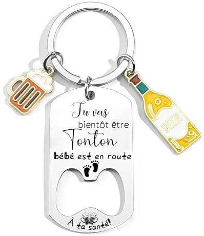 LKJHGF Porte-clés Annonce Grossesse Tonton Tu Vas Bientôt Être Tonton Bébé Est En Route, Cadeau pour Futur Oncle avec Décapsuleur, Idée Originale pour Annonce de Grossesse,Pour Frère e Futur Tonton