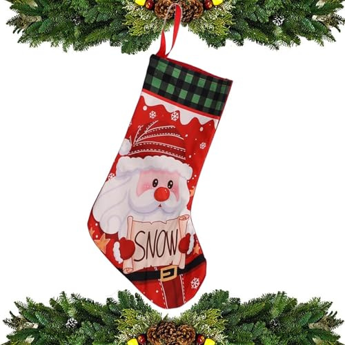XTAIQD Christmas Stocking,Large Santa Stocking,14 Personalised Xmas Stockings for Kid Adults. (Red, Santa Claus)