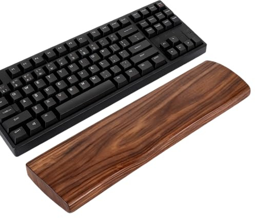 Reposamuñecas con teclado de nogal de 60 teclas (30 cm), reposamuñecas ergonómico, alivia el dolor de muñeca, antideslizante y antitendinitis, adecuado para oficina, juegos, ordenador