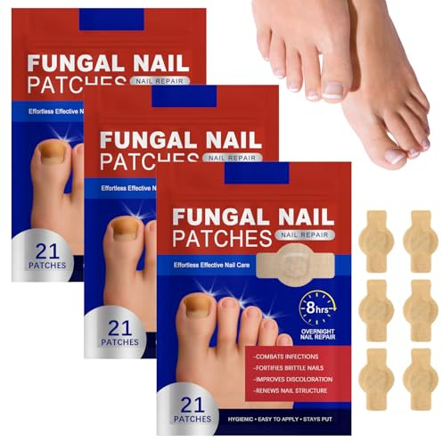 63 Stück Nagelpilz Pflaster, Fungal Nail Patches, Zehenpflaster Großer Zeh Nagelpflaster, Nagelpilz Pflaster für Reparatur Verfärbter Stärkende Nägel, Geeignet für den Ganztägigen Gebrauch