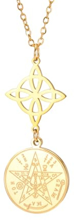 Amaxer Tetragrammaton Pentagramma Streghe Nodo Collane Protezione Nodo celtico Stregoneria Gioielli irlandesi per donne e uomini