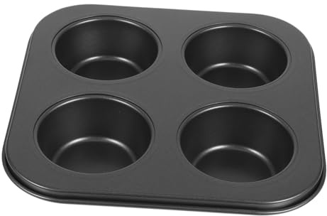 Toyvian Muffin Baking Tray 4 Grids Non-Stick Muffin Cups Oven Baking Tray Cupcake Molds Black Bakeware