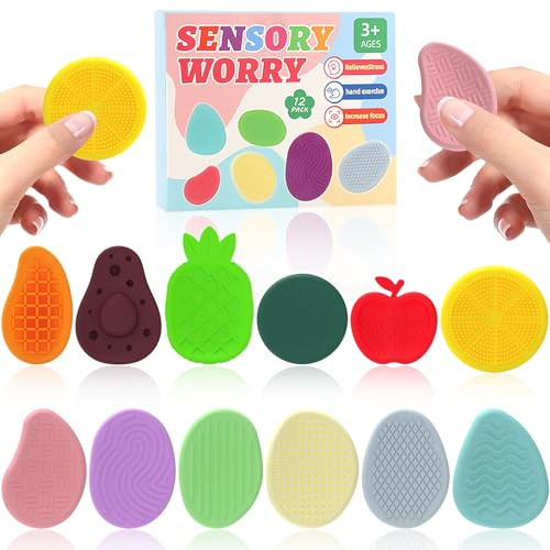 12 Piedras Sensoriales Fidget Anti-Estrés Niños Adultos TDAH