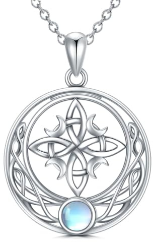 Collana da strega gotica con nodo celtico e pietra di luna, gioielli da strega per donne e ragazze