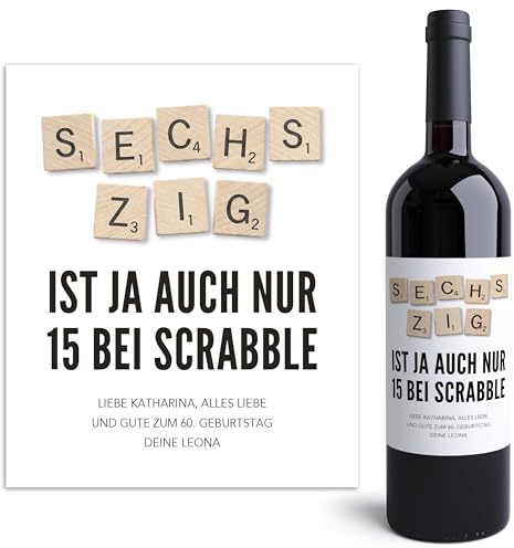 60. Geburtstag Geschenk Weinetiketten personalisiert Flaschenetiketten selbst gestalten Geburtstagsgeschenk Wein Etiketten 2 Stück | 10x12 cm