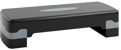 Ultasport Step de Aeróbic I Steps Fitness I Antideslizante, Ajustable en 2 Alturas I Stepper para Ejercicio en Casa, Stepboard, Stepbench 68 x 28 cm, Gris