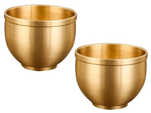 TINEASUR Juego de 2 Tazas de Té Antiguas de Latón Dorado Estructura Estable y Diseño Retro Vintage para Decoración de Oficina