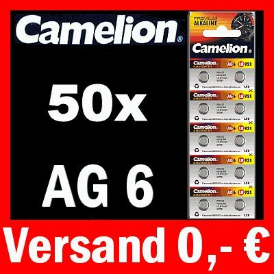 50 x AG6 LR69 KNOPFZELLEN 171 371 GP71A SR920W CAMELION